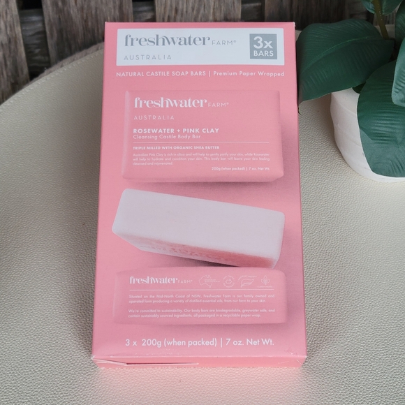 freshwater farm Other - Freshwater Farm Rosewater & Pink Clay Soap Bars 3 Pk